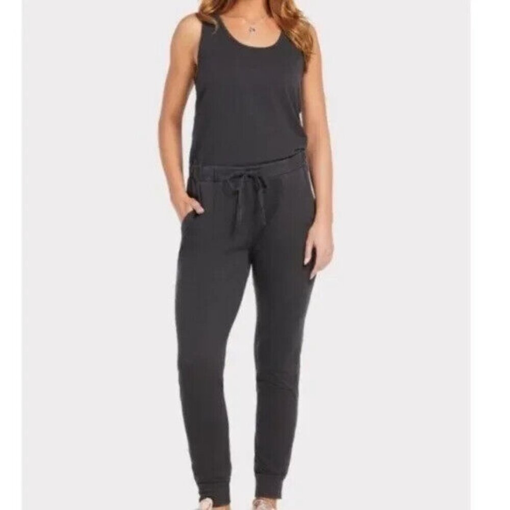 Sundry 2 Jumpsuit Womens Medium Gray Jogger Sleeveless Drawstring Casual Lounge